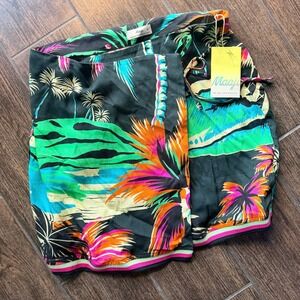 Maaji Womens Tropical Palm Tree Wrap Mini Skirt Multi PT2515CKS003MD Size M NWT